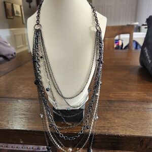 Elegant Black and Silver Cookie Lee Vintage Layered Necklace